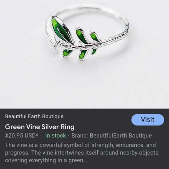 Green Leaves Vine Ring NEW - Picture 7 of 16